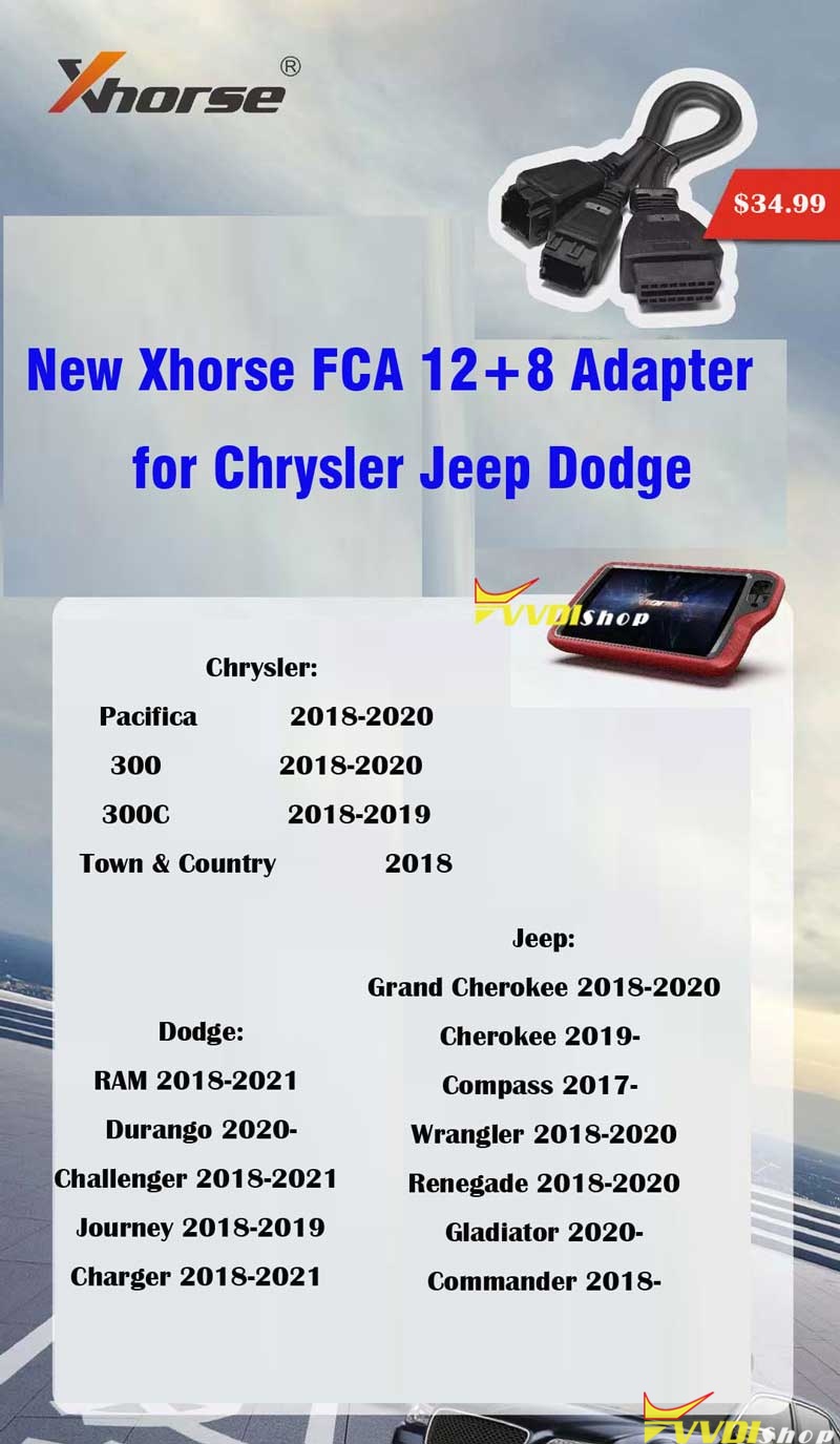 Xhorse Vvdi Key Tool Plus Fca 12+8 Adapter For Chrysler Jeep Dodge (2)