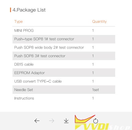 Xhorse Mini Prog Package List