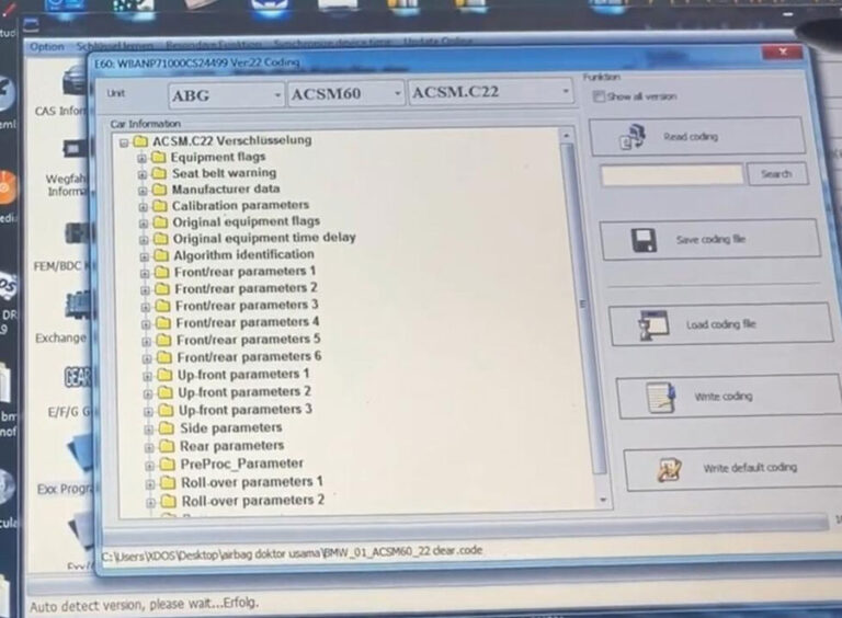 BMW E61 E60 Airbag Seat Occupancy Sensor Coding with Xhorse VVDI