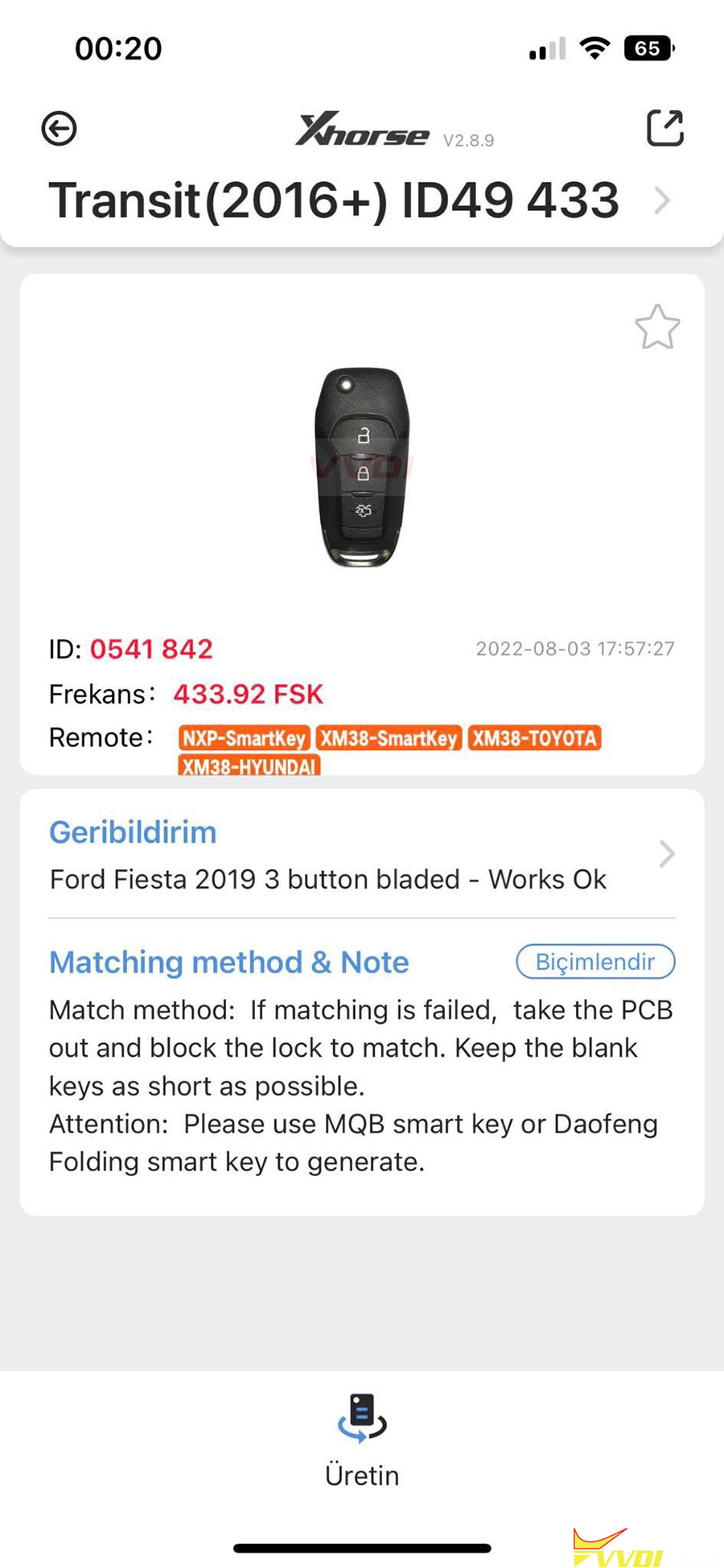 Vvdi Key Tool Plus 2020 Ford Transit ID49 2