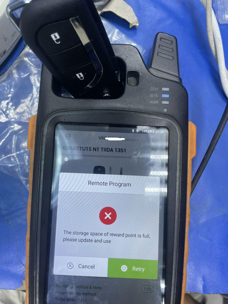 xhorse key tool max pro storage space of reward point is full