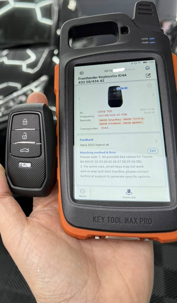 Toyota Yaris 2022 4A BA Lost keys with key tool max pro 1 Toyota Yaris 2022 4A BA Lost keys with key tool max pro 1