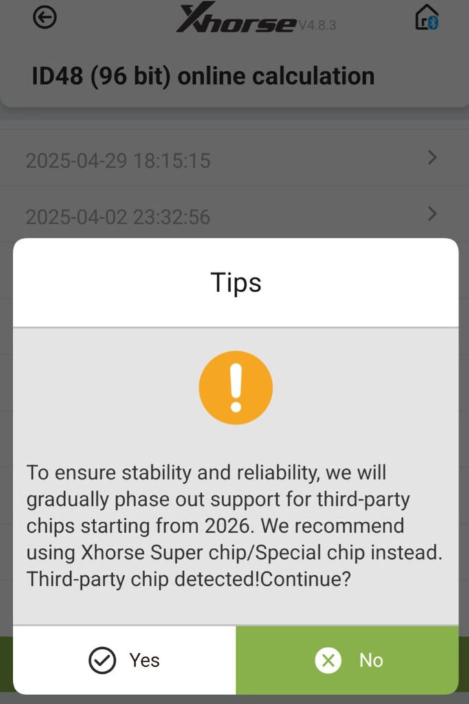 xhorse stop use 3rd party chips in 2026