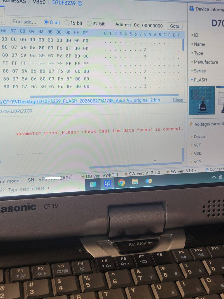 Xhorse Multi Prog Audi BCM2 D70F3239 Chip Data Erase Failed 2
