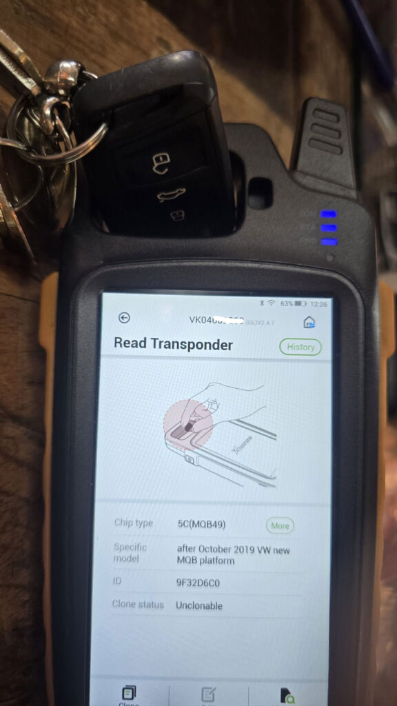 mqb49 5c xhorse key starts original key not working 2