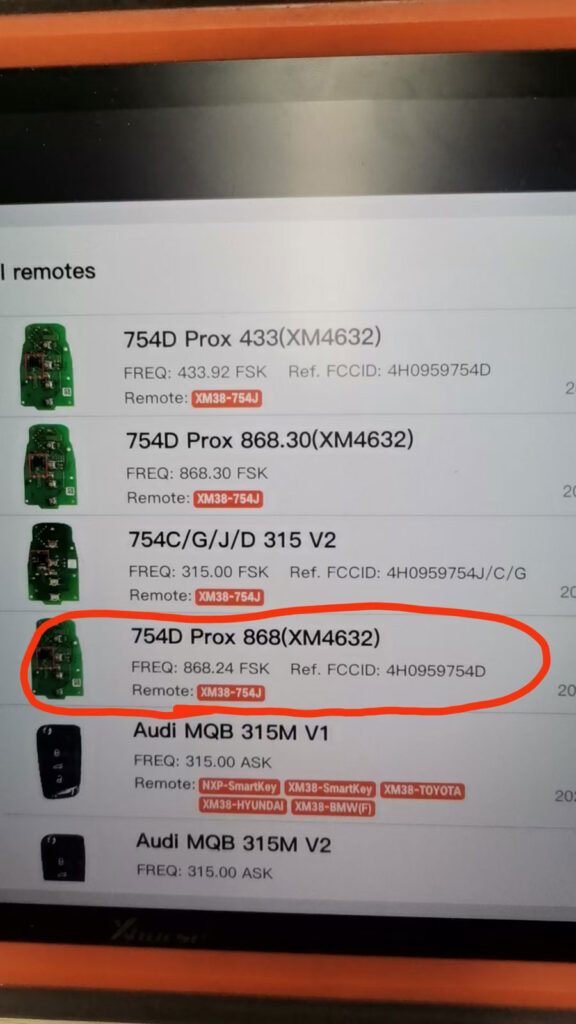 xhorse audi 754d prox remote not working 6