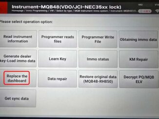 vvdi key tool plus replace the dashboard